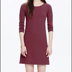 Madewell Sorbonne Dress in Sailor Stripe Red Navy Small